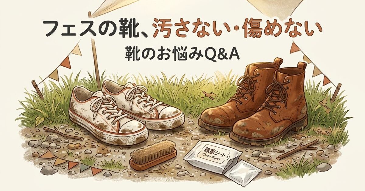 夏フェス・野外イベントで靴を汚さない持ち物と応急ケア術