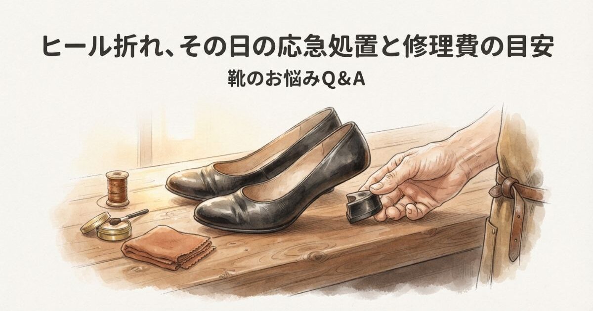 パンプスのヒールが折れた。その日を乗り切る応急処置と、修理代1,320円〜10,450円の開きが出る理由