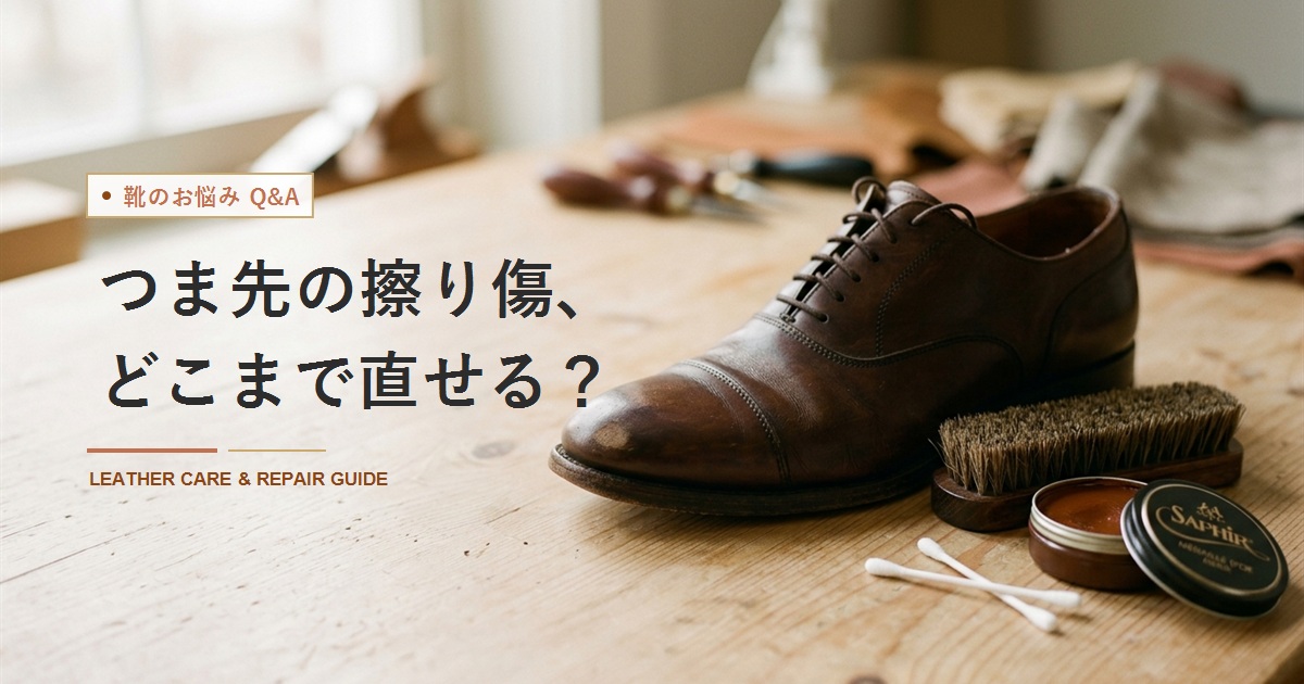 革靴のつま先の擦り傷を目立たなくする手当てと、直らない傷の見分け方